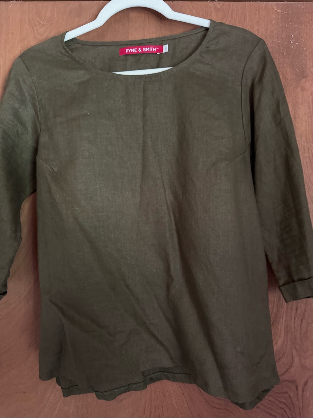 Pyne & Smith Olive Green Linen Tunic EUC